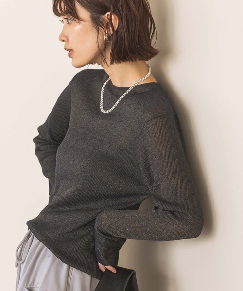 CLOCHE（クロシェ）の「シアーリブモックネックニット（ニット/セーター・レディース・グレー/ブルー・FREE）」の10枚目の写真