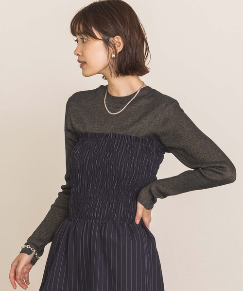 CLOCHE（クロシェ）の「シアーリブモックネックニット（ニット/セーター・レディース・グレー/ブルー・FREE）」の15枚目の写真