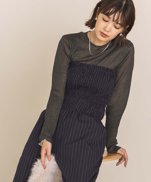 CLOCHE（クロシェ）の「シアーリブモックネックニット（ニット/セーター・レディース・グレー/ブルー・FREE）」の19枚目の写真