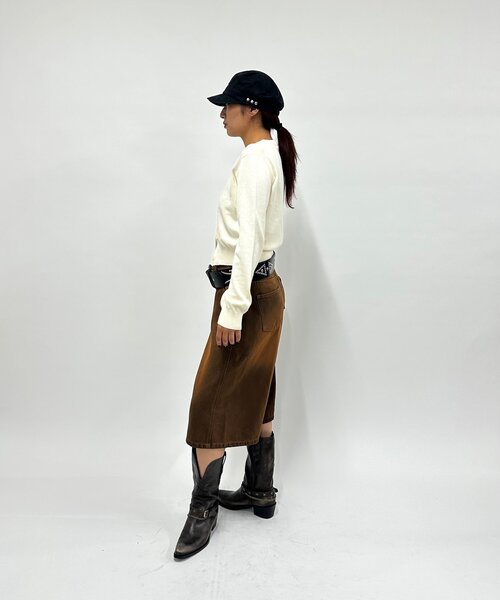 WHO'S WHO gallery(フーズフーギャラリー)の「【SLOPPY/スロッピー】ラウンドSニットカーデ(カーディガン/ボレロ・レディース・レッド/ネイビー/ブラック/サックスブルー/オフホワイト/グレー・FREE)」の12枚目の写真