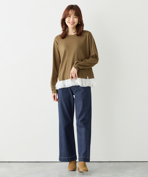 Petit Honfleur(プチオンフルール)の「★春トップス★裾レースプルオーバー(Tシャツ/カットソー・レディース・グレー/ネイビー/ブラウン・M/L)」の18枚目の写真