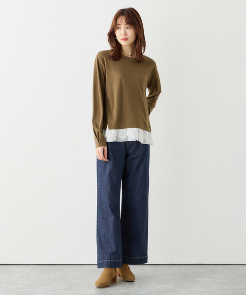 Petit Honfleur(プチオンフルール)の「★春トップス★裾レースプルオーバー(Tシャツ/カットソー・レディース・グレー/ネイビー/ブラウン・M/L)」の19枚目の写真