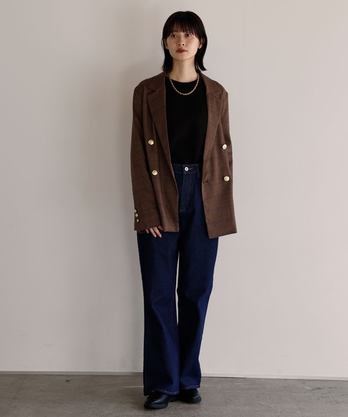 shetila(シェティラ)の「美人度があがる、 金ボタン ダブルテーラードジャケット【無地/チェック】(テーラードジャケット・レディース・ブラウン系/グレー系/ネイビー/チャコール/ライトグレー/ベージュ系/ベージュ/カーキ/キナリ/ブラウン・M)」の17枚目の写真