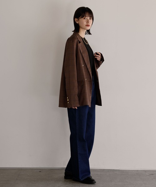 shetila(シェティラ)の「美人度があがる、 金ボタン ダブルテーラードジャケット【無地/チェック】(テーラードジャケット・レディース・ブラウン系/グレー系/ネイビー/チャコール/ライトグレー/ベージュ系/ベージュ/カーキ/キナリ/ブラウン・M)」の18枚目の写真