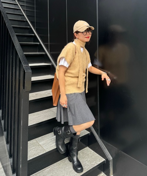archives(アルシーヴ)の「【Ltd.】MIX KNIT VEST(ベスト・レディース・ベージュ/グレー・FREE)」の4枚目の写真