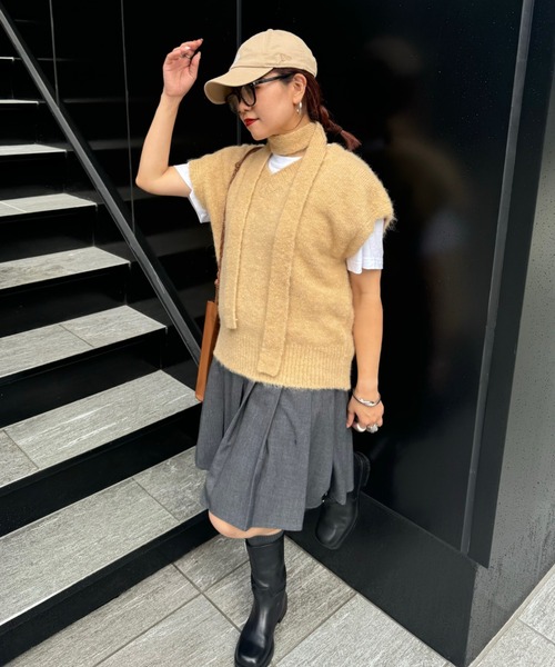 archives(アルシーヴ)の「【Ltd.】MIX KNIT VEST(ベスト・レディース・ベージュ/グレー・FREE)」の6枚目の写真