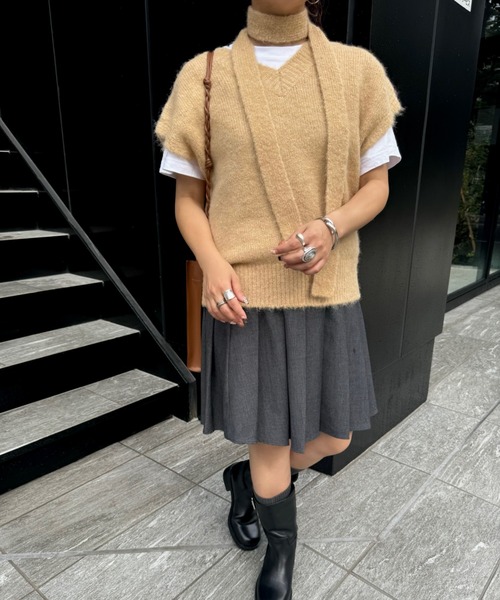 archives(アルシーヴ)の「【Ltd.】MIX KNIT VEST(ベスト・レディース・ベージュ/グレー・FREE)」の7枚目の写真