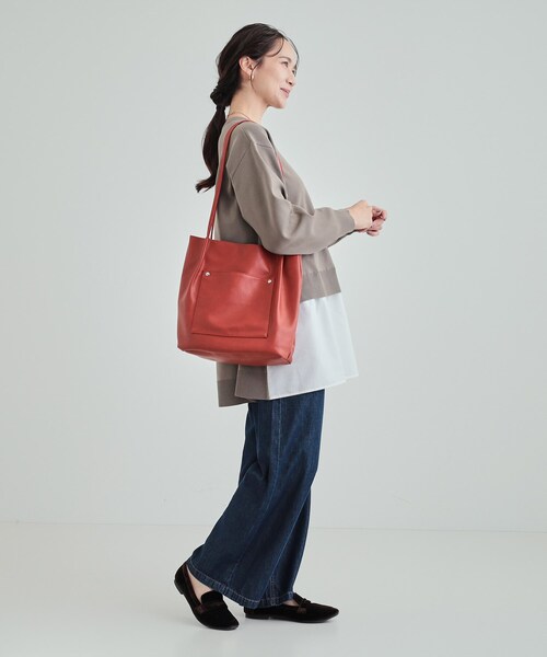 セール】大人の高見え つまみハンドル ポケットトートバッグ（トート