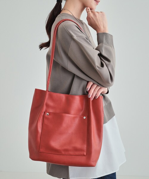 セール】大人の高見え つまみハンドル ポケットトートバッグ（トート