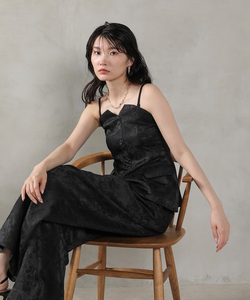 Kana(カナ)の「ジャガード セットアップ ヴィンテージライク パンツドレス パーティー ドレス 結婚式 お呼ばれ オケージョン(パンツドレス・レディース・ブラック/グレー・S/M)」の19枚目の写真
