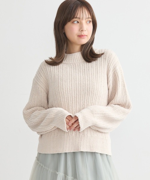 earth music&ecology（アースミュージックアンドエコロジー）の「透かしベロアモールプルオーバー（ニット/セーター・レディース・ブルー/ピンク/グレイッシュベージュ/チャコールグレー/その他8・FREE）」の5枚目の写真