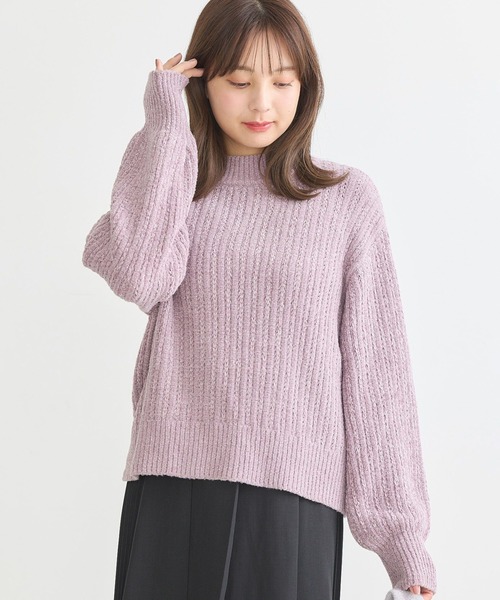 earth music&ecology（アースミュージックアンドエコロジー）の「透かしベロアモールプルオーバー（ニット/セーター・レディース・ブルー/ピンク/グレイッシュベージュ/チャコールグレー/その他8・FREE）」の4枚目の写真