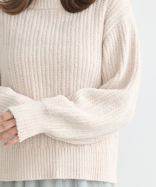 earth music&ecology（アースミュージックアンドエコロジー）の「透かしベロアモールプルオーバー（ニット/セーター・レディース・ブルー/ピンク/グレイッシュベージュ/チャコールグレー/その他8・FREE）」の21枚目の写真