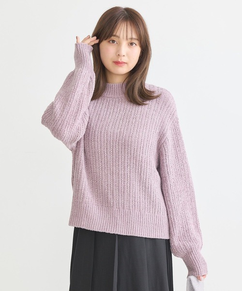 earth music&ecology（アースミュージックアンドエコロジー）の「透かしベロアモールプルオーバー（ニット/セーター・レディース・ブルー/ピンク/グレイッシュベージュ/チャコールグレー/その他8・FREE）」の6枚目の写真