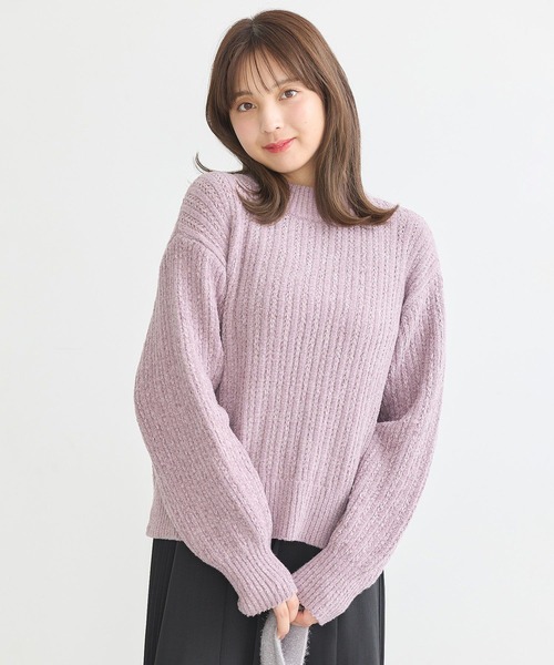 earth music&ecology（アースミュージックアンドエコロジー）の「透かしベロアモールプルオーバー（ニット/セーター・レディース・ブルー/ピンク/グレイッシュベージュ/チャコールグレー/その他8・FREE）」の7枚目の写真