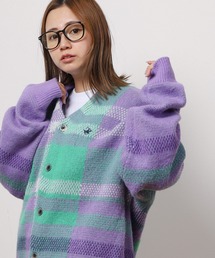 【71】【BEVERLY HILLS POLO CLUB/ビバリーヒルズポロクラブ】ワンポイント刺繍 モヘアタッチ ニットカーディガン