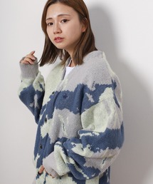 【71】【BEVERLY HILLS POLO CLUB/ビバリーヒルズポロクラブ】ワンポイント刺繍 モヘアタッチ ニットカーディガン