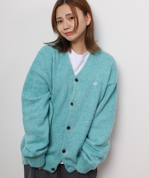 BEVERLY HILLS POLO CLUB（ビバリーヒルズポロクラブ）の「【71】【BEVERLY HILLS POLO CLUB/ビバリーヒルズポロクラブ】ワンポイント刺繍 モヘアタッチ ニットカーディガン（カーディガン/ボレロ・レディース・オレンジ/ライトブルー/エメラルド/ラベンダー/グレー系その他/グリーン系その他/スモークピンク/スミクロ/ライトベージュ/ダークオレンジ/グレー系/パープル系/ライトグレー系/オレンジ系/ブラック系/ホワイト系/ブラウン系/レッド系/ライトグレー系1/レッド系1/ブルー系/ブラック系1/グリーン系・M/L/XL）」の12枚目の写真