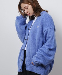 【71】【BEVERLY HILLS POLO CLUB/ビバリーヒルズポロクラブ】ワンポイント刺繍 モヘアタッチ ニットカーディガン