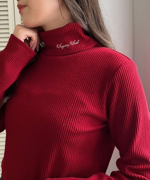 one after another NICE CLAUP（ワンアフターアナザーナイスクラップ）の「ハイネックテレコトップス（Tシャツ/カットソー・レディース・オフホワイト/ブラウン/ブラック/レッド・FREE）」の18枚目の写真