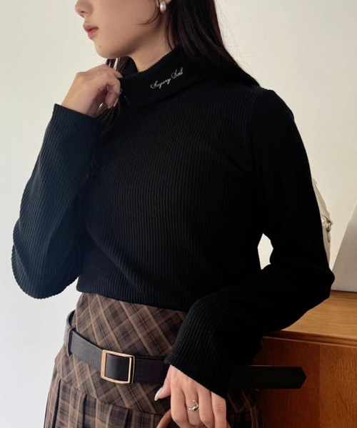 one after another NICE CLAUP（ワンアフターアナザーナイスクラップ）の「ハイネックテレコトップス（Tシャツ/カットソー・レディース・オフホワイト/ブラウン/ブラック/レッド・FREE）」の8枚目の写真