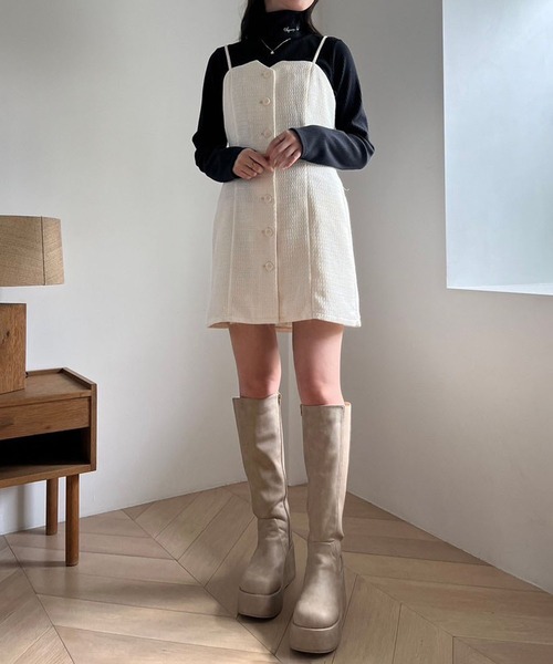 one after another NICE CLAUP（ワンアフターアナザーナイスクラップ）の「ハイネックテレコトップス（Tシャツ/カットソー・レディース・オフホワイト/ブラウン/ブラック/レッド・FREE）」の11枚目の写真