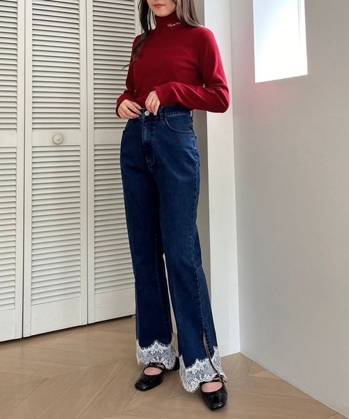 one after another NICE CLAUP（ワンアフターアナザーナイスクラップ）の「ハイネックテレコトップス（Tシャツ/カットソー・レディース・オフホワイト/ブラウン/ブラック/レッド・FREE）」の14枚目の写真