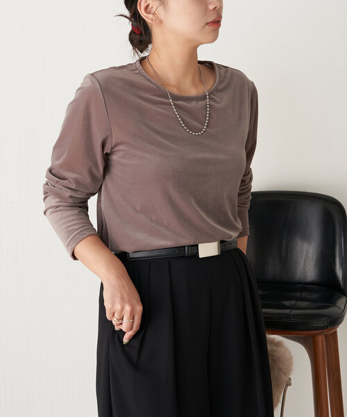 Jena espace merveilleux（ジェナ　エスパスメルヴェイユ）の「ベロアプルオーバー（Tシャツ/カットソー・レディース・ベージュ/グレー/ブラック・FREE）」の17枚目の写真