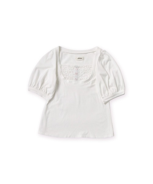 Lolime by mellfy memory(ロリミー バイ メルフィーメモリー)の「Milky&Lacy カットソー(Tシャツ/カットソー・レディース・ピンク/ホワイト・LL/M)」の2枚目の写真