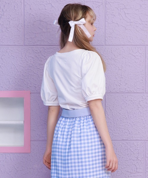 Lolime by mellfy memory(ロリミー バイ メルフィーメモリー)の「Milky&Lacy カットソー(Tシャツ/カットソー・レディース・ピンク/ホワイト・LL/M)」の4枚目の写真