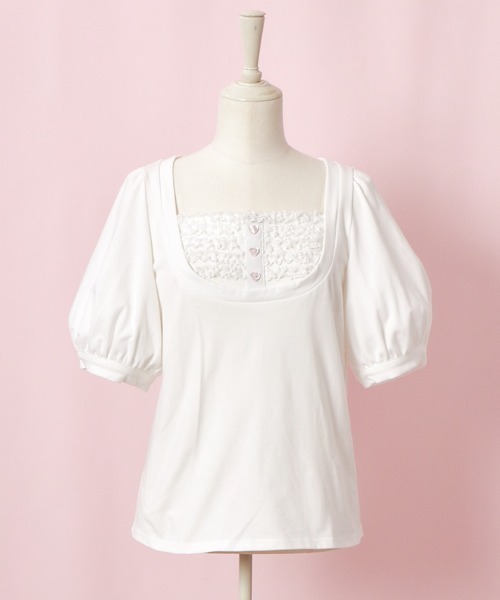 Lolime by mellfy memory(ロリミー バイ メルフィーメモリー)の「Milky&Lacy カットソー(Tシャツ/カットソー・レディース・ピンク/ホワイト・LL/M)」の5枚目の写真