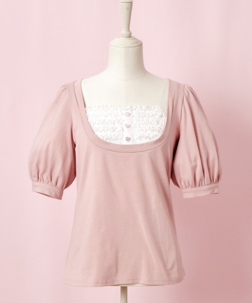 Lolime by mellfy memory(ロリミー バイ メルフィーメモリー)の「Milky&Lacy カットソー(Tシャツ/カットソー・レディース・ピンク/ホワイト・LL/M)」の11枚目の写真