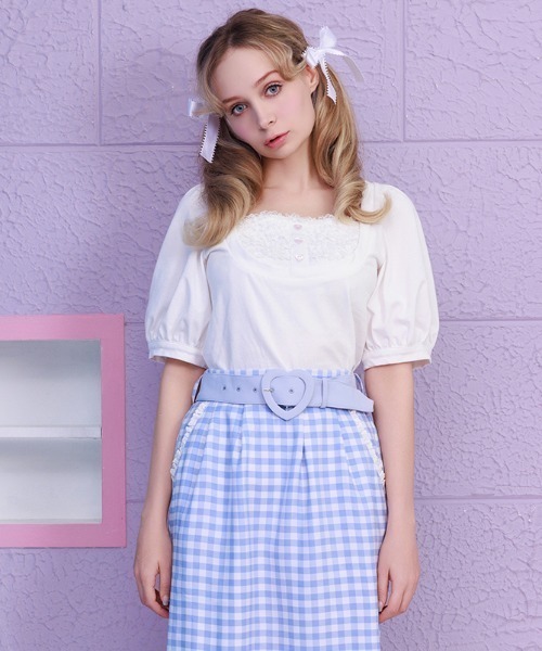 Lolime by mellfy memory(ロリミー バイ メルフィーメモリー)の「Milky&Lacy カットソー(Tシャツ/カットソー・レディース・ピンク/ホワイト・LL/M)」の15枚目の写真