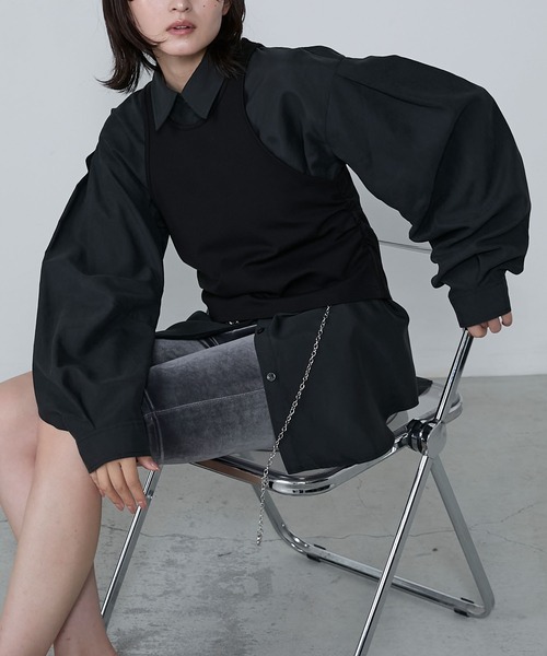 American Sleeve Tank Layered Shirt / アメスリタンクレイヤードタックスリーブシャツ（シャツ/ブラウス）｜le ELMi（ルエルミ）