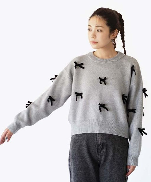 e-zakkamania stores(イーザッカマニアストアーズ)の「リボンニットプルオーバー(ニット/セーター・レディース・グレー/ブラック・M)」の17枚目の写真