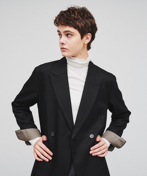cloenc（クロエンス）の「◆【セットアップ／セレモニー】ウールライクテーラードジャケット（テーラードジャケット・レディース・ブラック/キャメル/ダークグレー・02）」の2枚目の写真