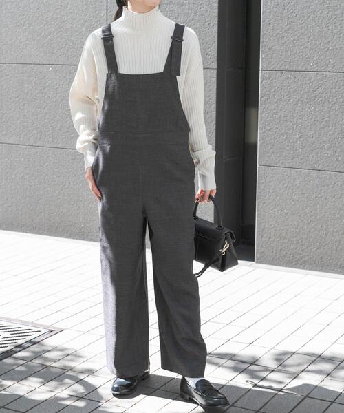 FORK&SPOON（フォークアンドスプーン）の「FORK&SPOON　ウールライクツイルオーバーオール（サロペット/オーバーオール・レディース・チャコールグレー/ブラック・1/2）」の4枚目の写真