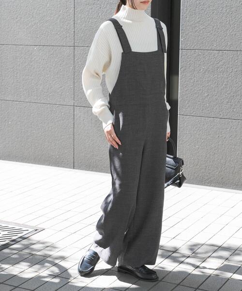 FORK&SPOON（フォークアンドスプーン）の「FORK&SPOON　ウールライクツイルオーバーオール（サロペット/オーバーオール・レディース・チャコールグレー/ブラック・1/2）」の5枚目の写真