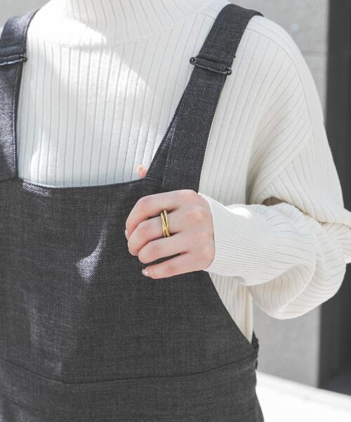 FORK&SPOON（フォークアンドスプーン）の「FORK&SPOON　ウールライクツイルオーバーオール（サロペット/オーバーオール・レディース・チャコールグレー/ブラック・1/2）」の7枚目の写真