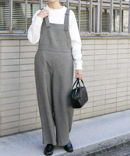 FORK&SPOON（フォークアンドスプーン）の「FORK&SPOON　ウールライクツイルオーバーオール（サロペット/オーバーオール・レディース・チャコールグレー/ブラック・1/2）」の10枚目の写真