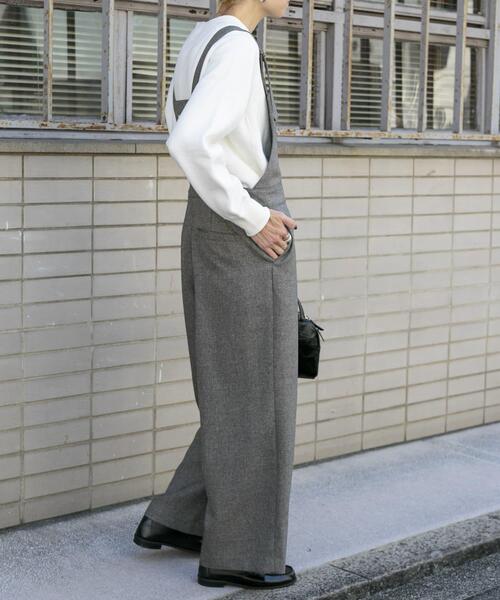 FORK&SPOON（フォークアンドスプーン）の「FORK&SPOON　ウールライクツイルオーバーオール（サロペット/オーバーオール・レディース・チャコールグレー/ブラック・1/2）」の14枚目の写真