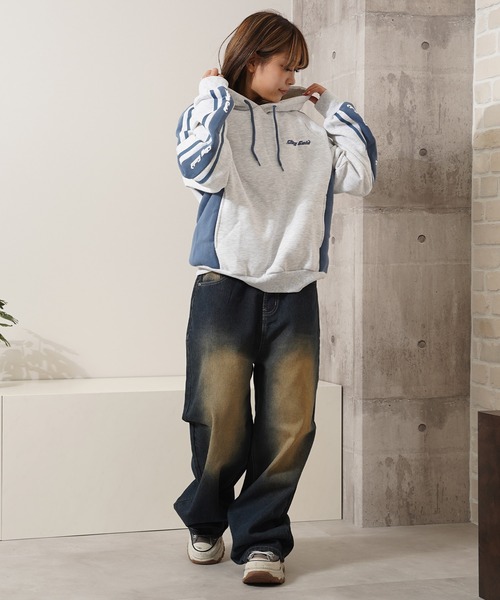 【STAYGOLD】裏起毛 ロゴライン スウェットパーカー / Lined Logo Line Sweatshirt Hoodie（パーカー）｜STAY GOLD（ステイゴールド）