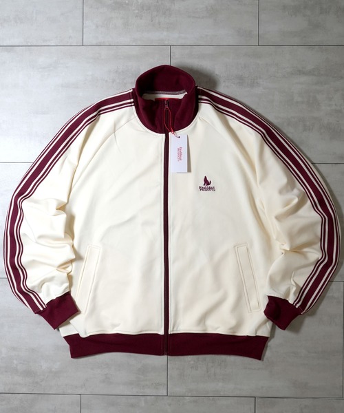 ニードルス バタフライ 刺繍ロゴ ライン トラック ジャケット ホワイト/レッド ジャージ embroidery side line track jacket/胸刺繍 サイドライン