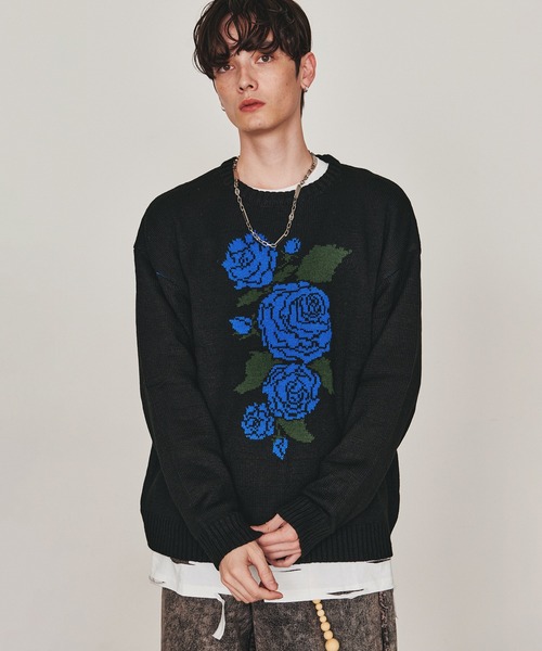 バラモチーフ ジャガード フラワー ルーズニット プルオーバー（ニット/セーター）｜Revo.（レボ）