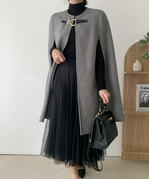 Ritomo De Ricco（リトモ・デ・リコ）の「ポンチョコート（ポンチョ・レディース・グレー/ブラック・FREE）」の2枚目の写真