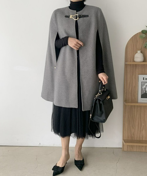 Ritomo De Ricco（リトモ・デ・リコ）の「ポンチョコート（ポンチョ・レディース・グレー/ブラック・FREE）」の10枚目の写真