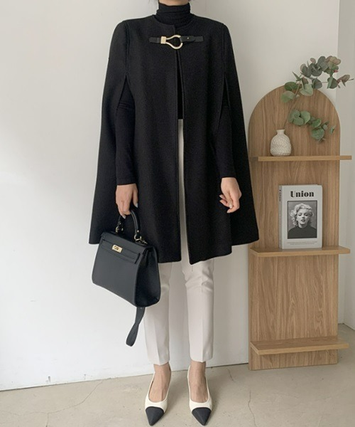 Ritomo De Ricco（リトモ・デ・リコ）の「ポンチョコート（ポンチョ・レディース・グレー/ブラック・FREE）」の4枚目の写真