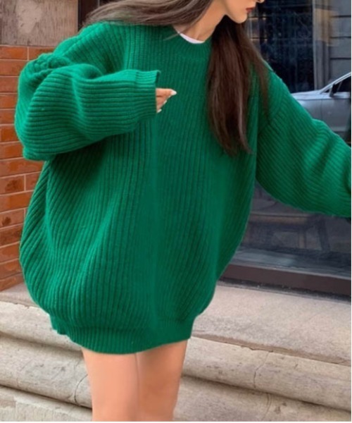 AMELY(エミリー)の「ローゲージニットプルオーバー(ニット/セーター・レディース・ブラック/グレー/グリーン/モカ・フリー)」の4枚目の写真