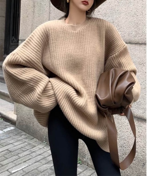 AMELY(エミリー)の「ローゲージニットプルオーバー(ニット/セーター・レディース・ブラック/グレー/グリーン/モカ・フリー)」の9枚目の写真