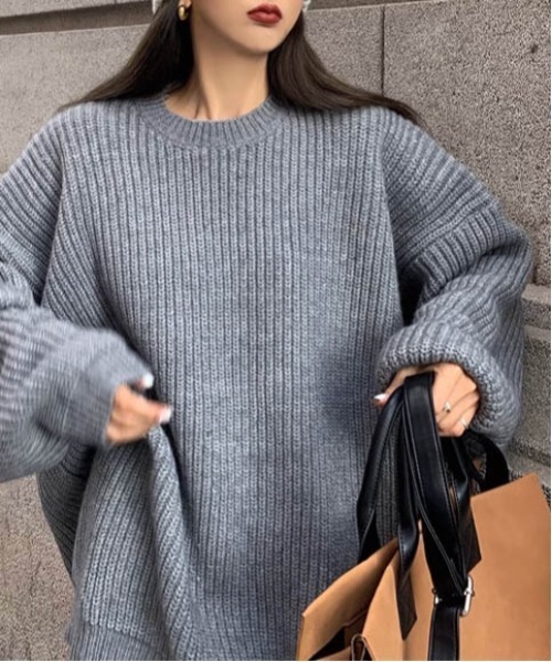 AMELY(エミリー)の「ローゲージニットプルオーバー(ニット/セーター・レディース・ブラック/グレー/グリーン/モカ・フリー)」の14枚目の写真